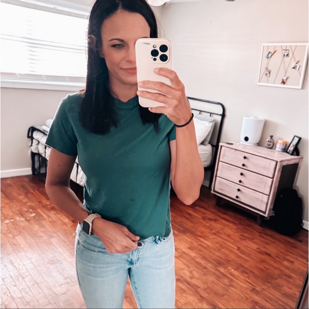a new day emerald green soft lightweight mock neck tee